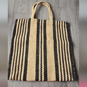 Maison Bengal Large Striped Jute Tote Bag Boho Beach Market Handwoven Fair Trade